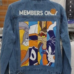 Members Only Space Jam (w/Lebron) a New Legacy Jean Jacket, 100%‎ Cotton, Medium